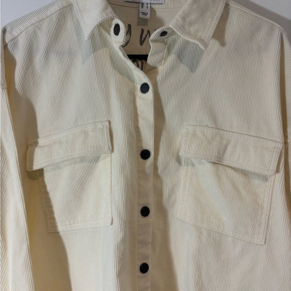 Peace Love World Medium Corduroy Shacket Snap Buttons Today Will Be A Good Day - Picture 4 of 10